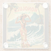  stijl Hawaiian Travel Honolulu Mid-Pacific Glazen Onderzetter (Achterkant)