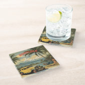  stijl Hawaiian Travel Honolulu Mid-Pacific Glazen Onderzetter (Schuin)