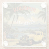  stijl Hawaiian Travel Honolulu Mid-Pacific Glazen Onderzetter (Achterkant)