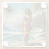 stijl Hawaiian Travel Honolulu Mid-Pacific Glazen Onderzetter (Achterkant)