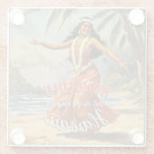  stijl Hawaiian Travel Honolulu Mid-Pacific Glazen Onderzetter (Achterkant)