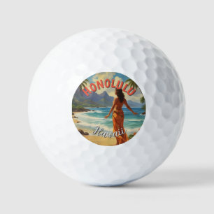 stijl Hawaiian Travel Honolulu Mid-Pacific Golfballen