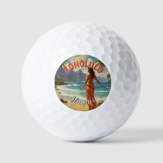 stijl Hawaiian Travel Honolulu Mid-Pacific Golfballen (Voorkant)
