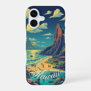  stijl Hawaiian Travel Honolulu Mid-Pacific iPhone 16 Hoesje