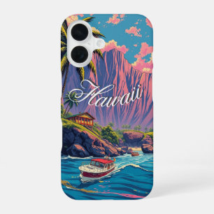 stijl Hawaiian Travel Honolulu Mid-Pacific iPhone 16 Hoesje