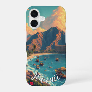 stijl Hawaiian Travel Honolulu Mid-Pacific iPhone 16 Hoesje