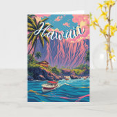  stijl Hawaiian Travel Honolulu Mid-Pacific Kaart (Gele Bloem)