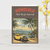  stijl Hawaiian Travel Honolulu Mid-Pacific Kaart (Gele Bloem)