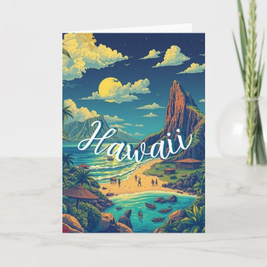  stijl Hawaiian Travel Honolulu Mid-Pacific Kaart (Voorkant)