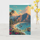  stijl Hawaiian Travel Honolulu Mid-Pacific Kaart (Gele Bloem)