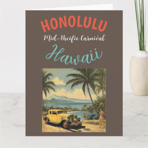 stijl Hawaiian Travel Honolulu Mid-Pacific Kaart