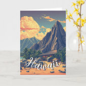  stijl Hawaiian Travel Honolulu Mid-Pacific Kaart (Gele Bloem)