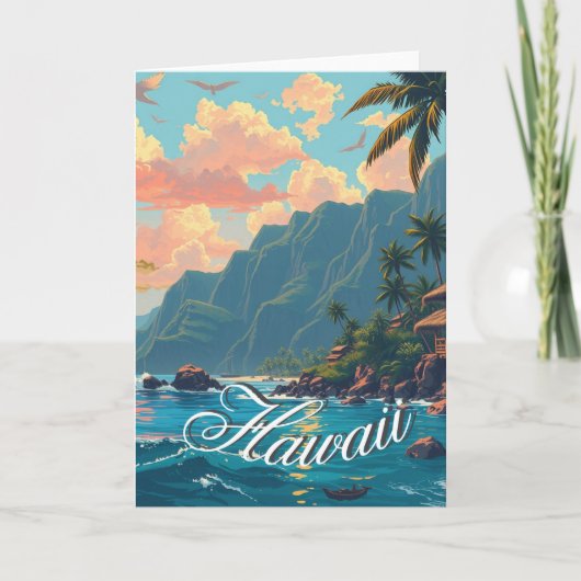  stijl Hawaiian Travel Honolulu Mid-Pacific Kaart (Voorkant)