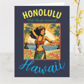  stijl Hawaiian Travel Honolulu Mid-Pacific Kaart (Gele Bloem)