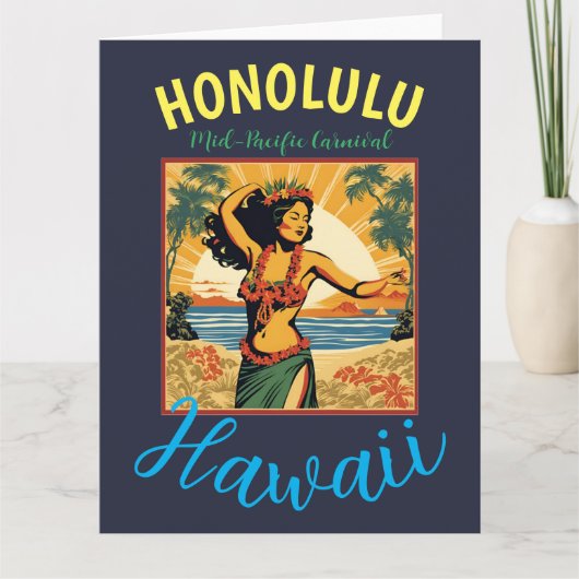  stijl Hawaiian Travel Honolulu Mid-Pacific Kaart (Voorkant)