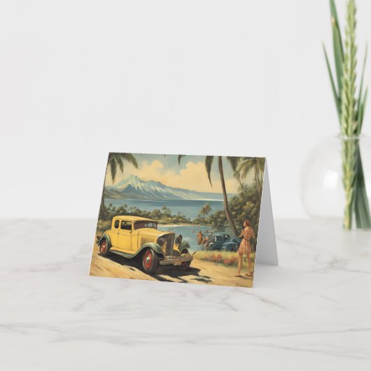 stijl Hawaiian Travel Honolulu Mid-Pacific Kaart (Voorkant)