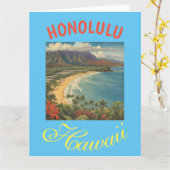  stijl Hawaiian Travel Honolulu Mid-Pacific Kaart (Gele Bloem)