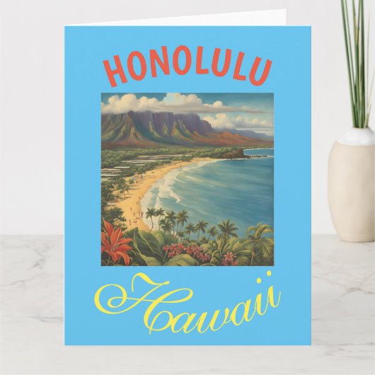  stijl Hawaiian Travel Honolulu Mid-Pacific Kaart (Voorkant)