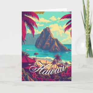 stijl Hawaiian Travel Honolulu Mid-Pacific Kaart