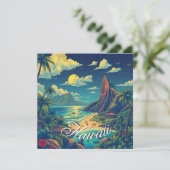  stijl Hawaiian Travel Honolulu Mid-Pacific Kaart (Staand voorkant)