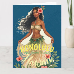  stijl Hawaiian Travel Honolulu Mid-Pacific Kaart