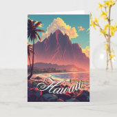  stijl Hawaiian Travel Honolulu Mid-Pacific Kaart (Gele Bloem)