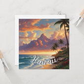  stijl Hawaiian Travel Honolulu Mid-Pacific Kaart (Voorkant / Achterkant in situ)