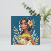  stijl Hawaiian Travel Honolulu Mid-Pacific Kaart (Staand voorkant)