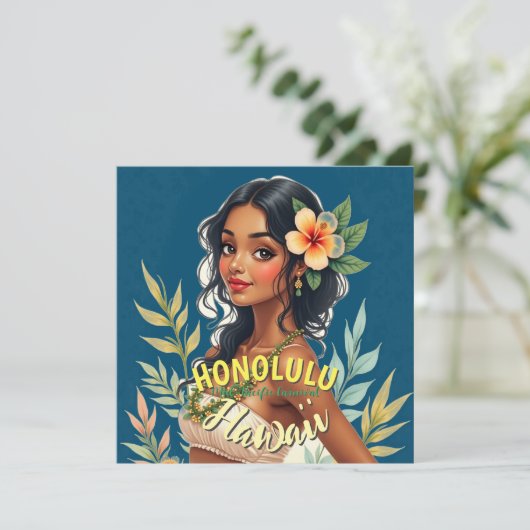  stijl Hawaiian Travel Honolulu Mid-Pacific Kaart (Staand voorkant)