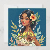  stijl Hawaiian Travel Honolulu Mid-Pacific Kaart (Voorkant)