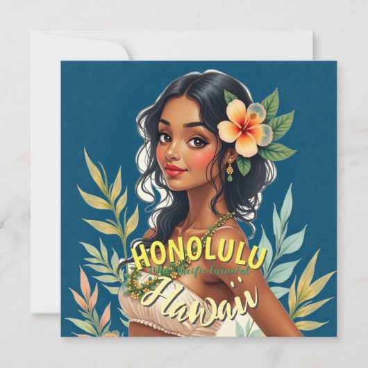  stijl Hawaiian Travel Honolulu Mid-Pacific Kaart (Voorkant)