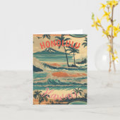 stijl Hawaiian Travel Honolulu Mid-Pacific Kaart (Gele Bloem)