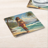  stijl Hawaiian Travel Honolulu Mid-Pacific Kartonnen Onderzetters (Schuin)