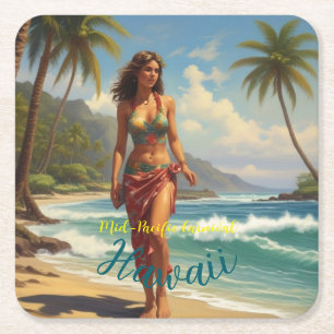  stijl Hawaiian Travel Honolulu Mid-Pacific Kartonnen Onderzetters