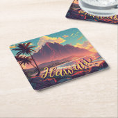  stijl Hawaiian Travel Honolulu Mid-Pacific Kartonnen Onderzetters (Schuin)