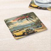  stijl Hawaiian Travel Honolulu Mid-Pacific Kartonnen Onderzetters (Schuin)