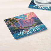 stijl Hawaiian Travel Honolulu Mid-Pacific Kartonnen Onderzetters (Schuin)