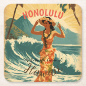  stijl Hawaiian Travel Honolulu Mid-Pacific Kartonnen Onderzetters (Voorkant)