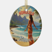 stijl Hawaiian Travel Honolulu Mid-Pacific Keramisch Ornament (Rechts)