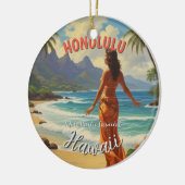 stijl Hawaiian Travel Honolulu Mid-Pacific Keramisch Ornament (Links)