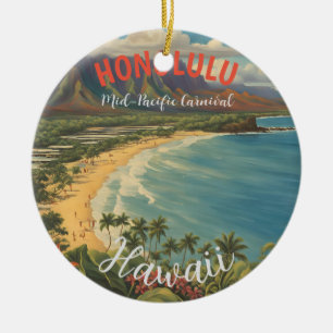 stijl Hawaiian Travel Honolulu Mid-Pacific Keramisch Ornament