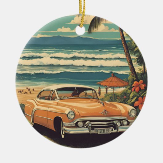  stijl Hawaiian Travel Honolulu Mid-Pacific Keramisch Ornament (Voorkant)
