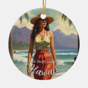  stijl Hawaiian Travel Honolulu Mid-Pacific Keramisch Ornament