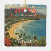 stijl Hawaiian Travel Honolulu Mid-Pacific Keramisch Ornament (Achterkant)