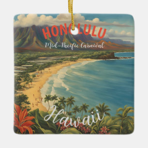  stijl Hawaiian Travel Honolulu Mid-Pacific Keramisch Ornament