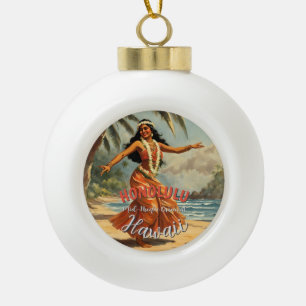  stijl Hawaiian Travel Honolulu Mid-Pacific Keramische Bal Ornament