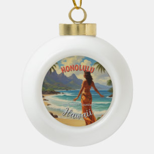  stijl Hawaiian Travel Honolulu Mid-Pacific Keramische Bal Ornament