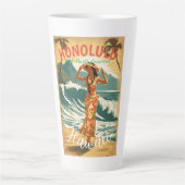  stijl Hawaiian Travel Honolulu Mid-Pacific Latte Mok (Voorkant)