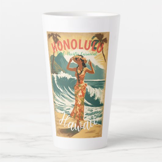 stijl Hawaiian Travel Honolulu Mid-Pacific Latte Mok (Voorkant)