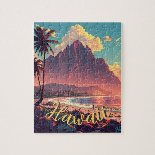  stijl Hawaiian Travel Honolulu Mid-Pacific Legpuzzel (Verticaal)